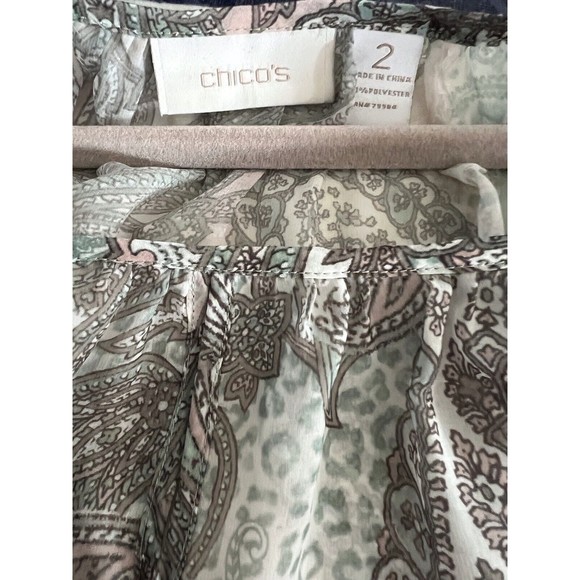 Chicos Lot of 2 Tops Blouses Spring Prints Size 2 12/14 Large - Picture 10 of 13